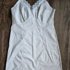 Vintage lace trim cotton white blend Sears women's slip dress